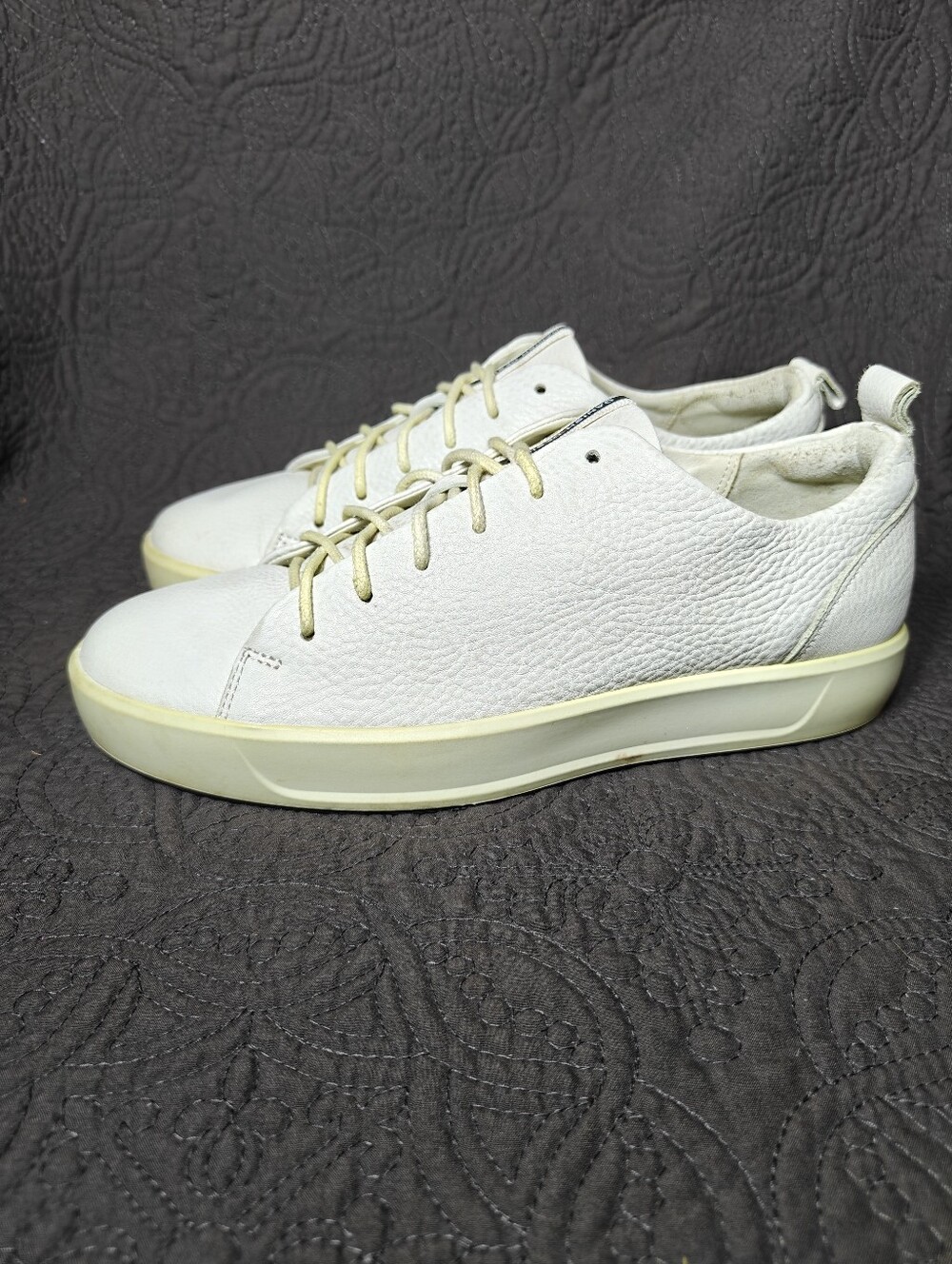 ECCO Soft 8 Lace Up Beige Leather Low Casual Sneaker Women's Shoe Sz 9-9.5 EU 40